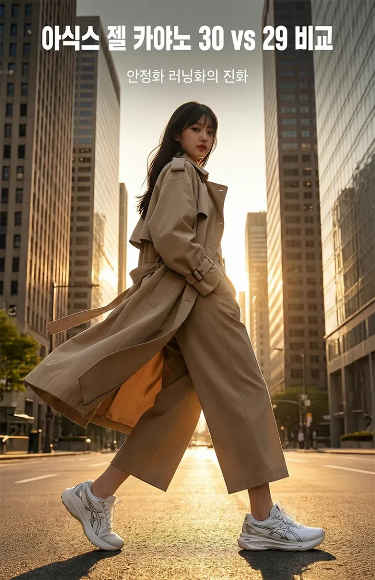 아식스 젤 카야노 30. 30주년 기념 모델을 신은 여성 모델의 역동적인 패션 화보 썸네일