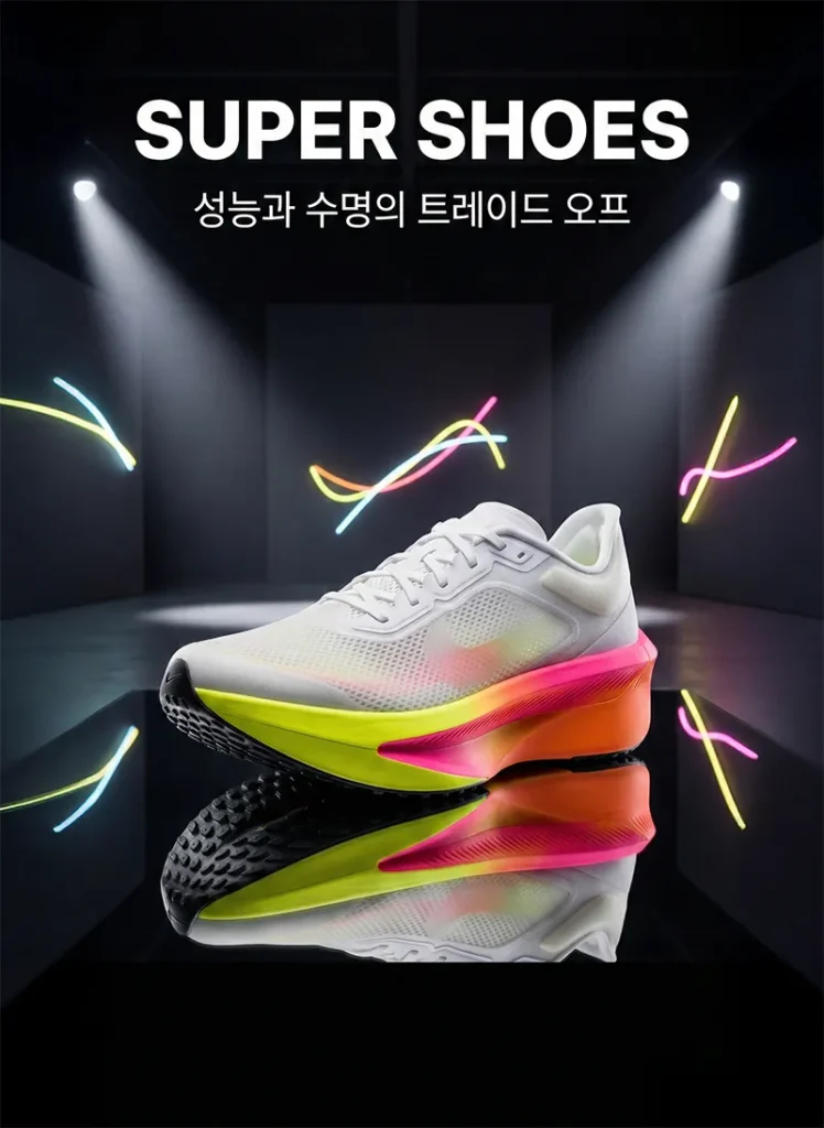 짧은 수명을 가진 브랜드 로고가 없는 일반적인 탄소판 카본 레이싱화의 화려한 모습