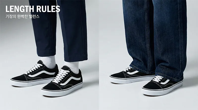 반스 올드스쿨에 어울리는 바지 기장 비교와 양말 코디 가이드