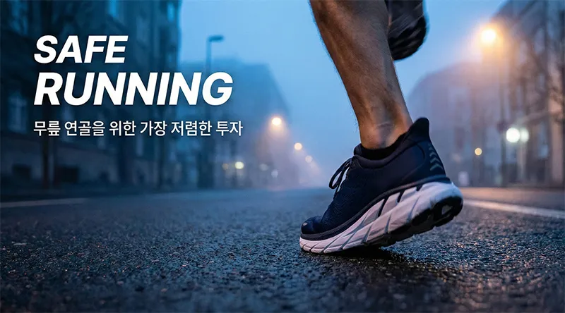 아스팔트 지면 착지 시 발생하는 충격과 러닝 부상 위험 방지 이미지
