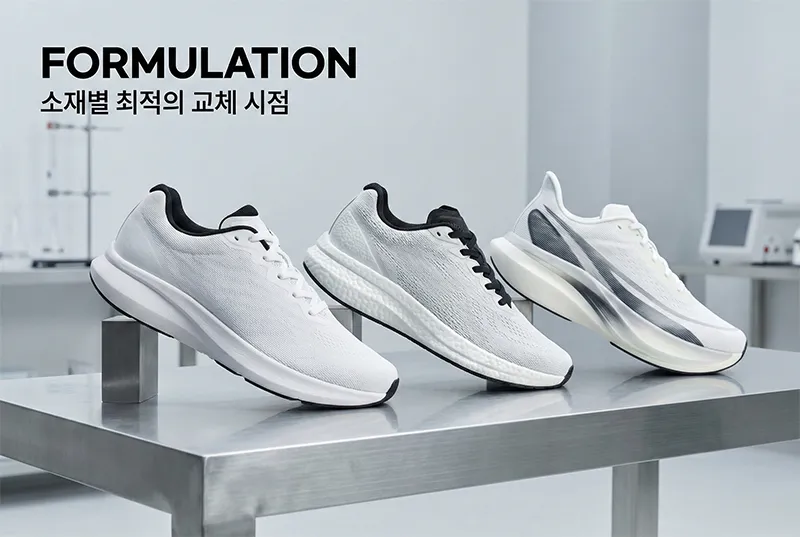EVA TPU PEBA 소재별 러닝화 미드솔 특징 비교 이미지